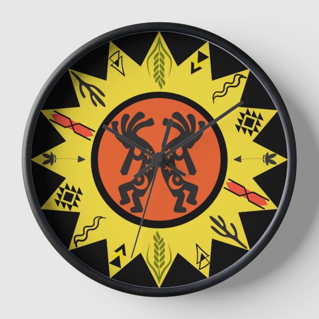Sun Kokopelli Arizona Native American Uhr (Vorderseite)