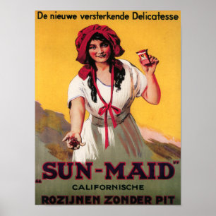 Sun-Mädchen Kalifornien-Rosinen-Plakat Poster