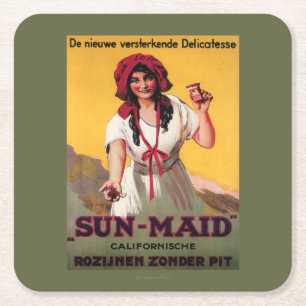 Sun-Mädchen Kalifornien-Rosinen-Plakat Rechteckiger Pappuntersetzer