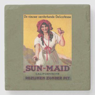 Sun-Mädchen Kalifornien-Rosinen-Plakat Steinuntersetzer