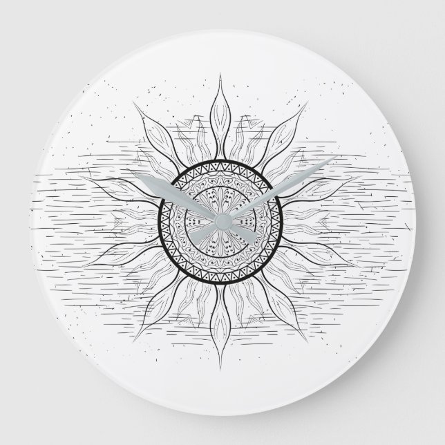 Sun Mandala 1 Große Wanduhr (Vorderseite)