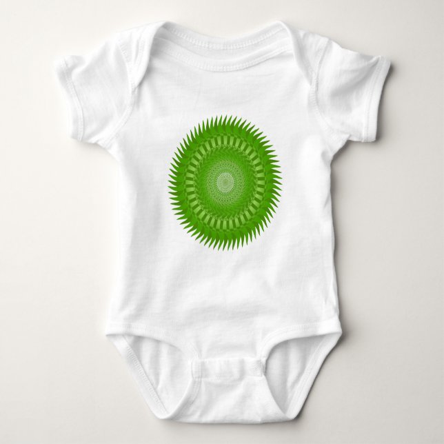Sun Mandala green Baby Strampler (Vorderseite)