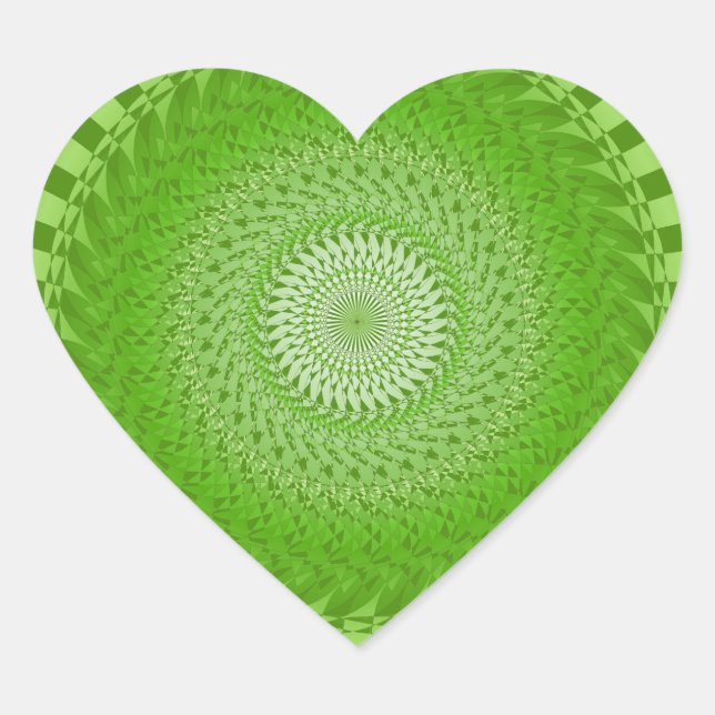 Sun Mandala green Herz-Aufkleber (Vorderseite)