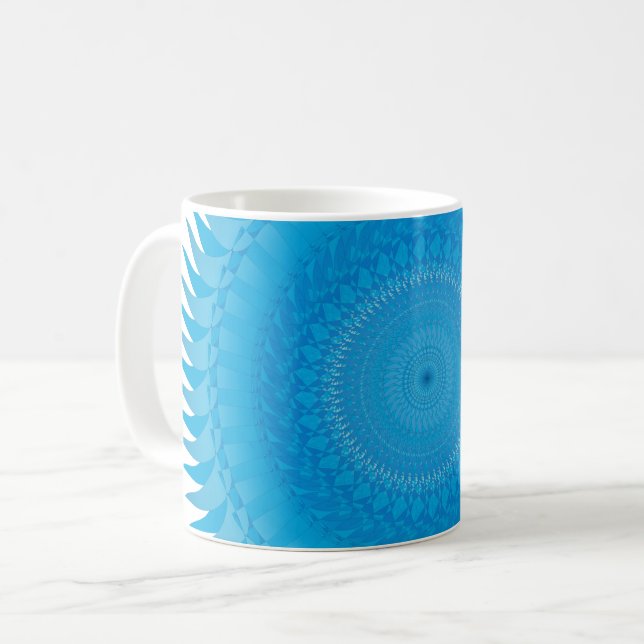 Sun Mandala Light Blue Tasse (Vorderseite Links)