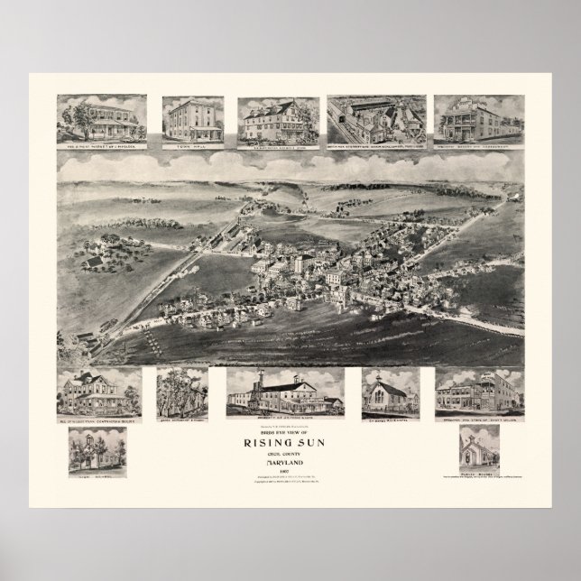 Sun, MD Panoramic Map - 1907 Poster (Vorne)