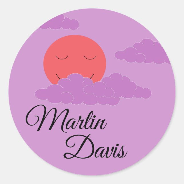 Sun mit Lila Wolken einstellen Runder Aufkleber (Vorderseite)