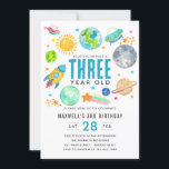 Sun Mocket Kid Birthday Party im Weltraum Einladung<br><div class="desc">Moderne Raumfähre Galaxy Moon Rocket Raumschiff Alien Kind abhauen Kinder Einladung Geburtstag</div>