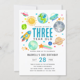 Sun Mocket Kid Birthday Party im Weltraum Einladung