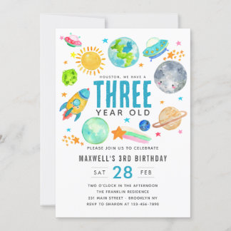 Sun Mocket Kid Birthday Party im Weltraum Einladung