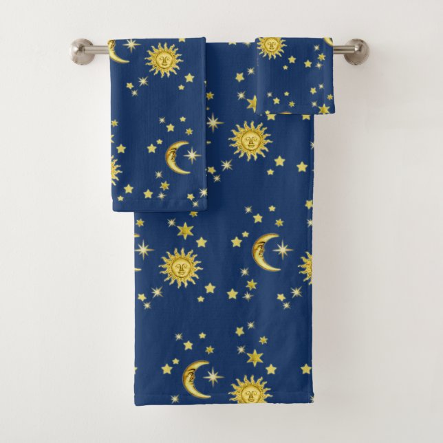 Sun, Mond u. Sterne Badhandtuch Set (Insitu)