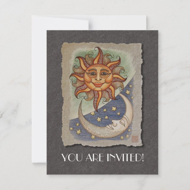 Sun Mond und Stars Einladung (Vorderseite)