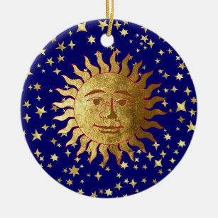 Sun, Mond und Sterne Keramik Ornament