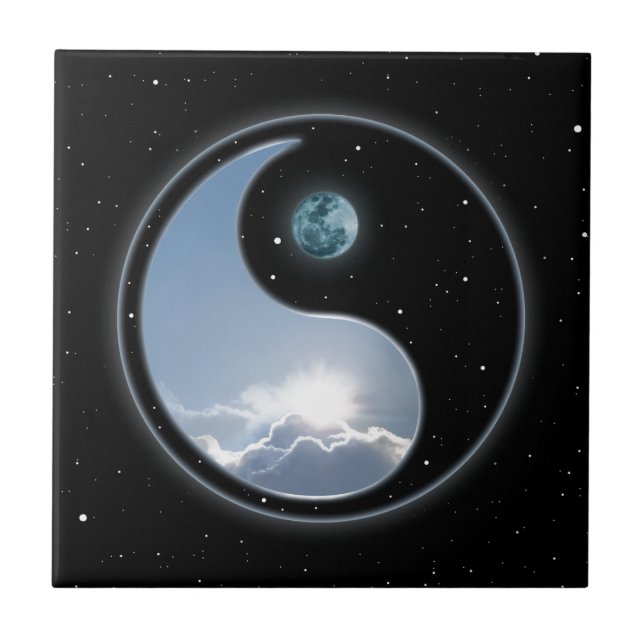 Sun-Mond Yin-Yang Fliese (Vorderseite)