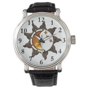 Sun Moon and Stars Celestial Deko Watch Armbanduhr