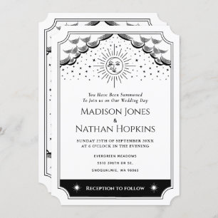 Sun & Moon Black & White Tarot Einladung zur Hochz