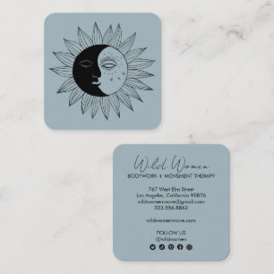 Sun & Moon Elegante Boho Line Kunst, Dichtung und  Quadratische Visitenkarte