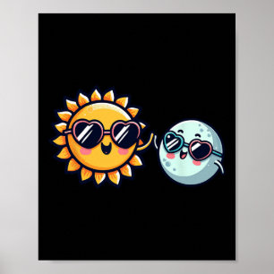 Sun Moon Friends Total Solar Eclipse 2024 Boys Gir Poster