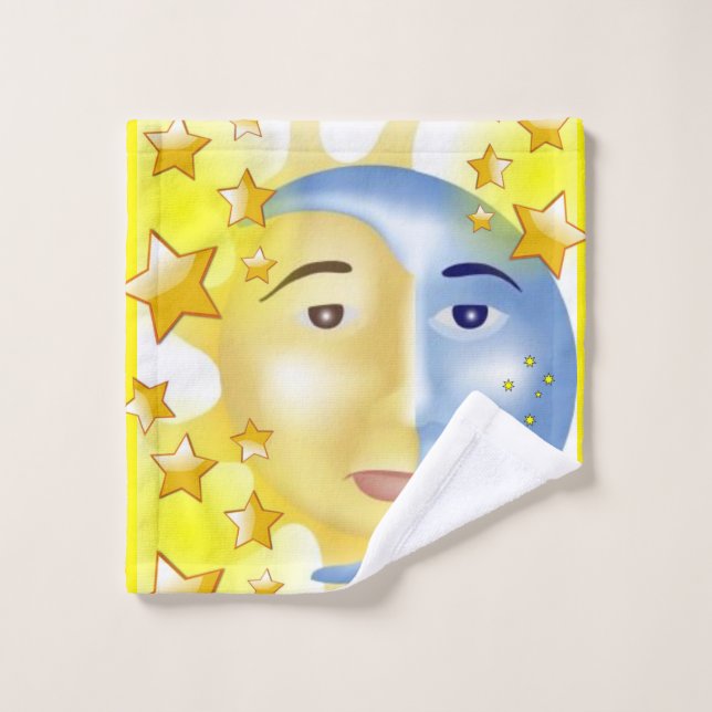 Sun Moon Hands Badezimmer Handtuch Sets (Waschlappen)