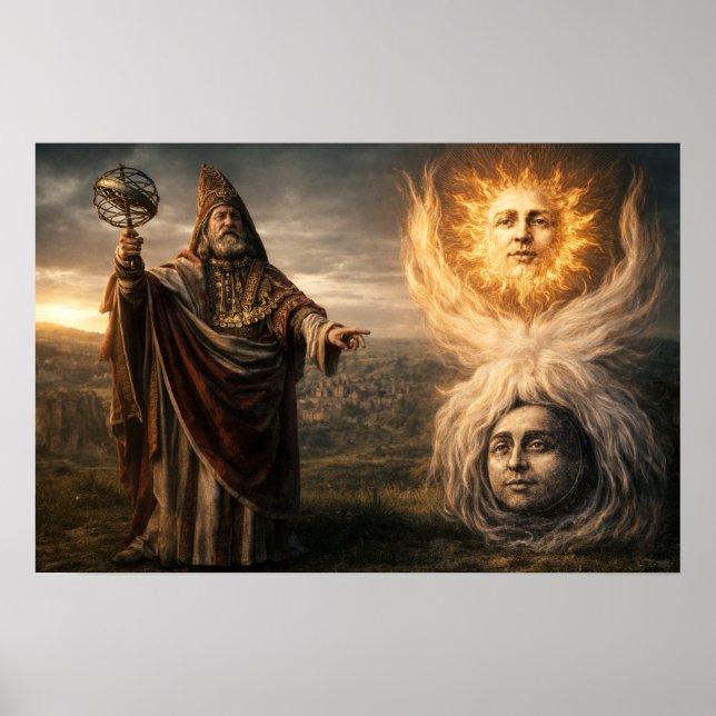 Sun, Moon, Hermes Trismegistus Astrology  Poster (Vorne)