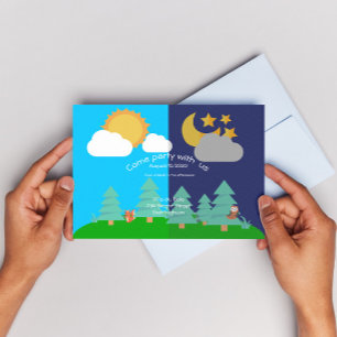 Sun&Moon im Wald Geburtstagsparty Postkarte