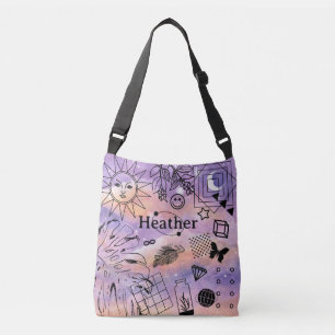 Sun Moon Lila Sky Personalisierte Crossbody Bag Tragetaschen Mit Langen Trägern