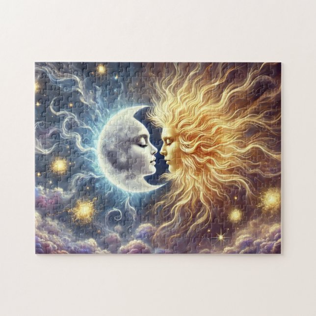 Sun & Moon Lovers Celestial Soulmates Art Puzzle (Horizontal)