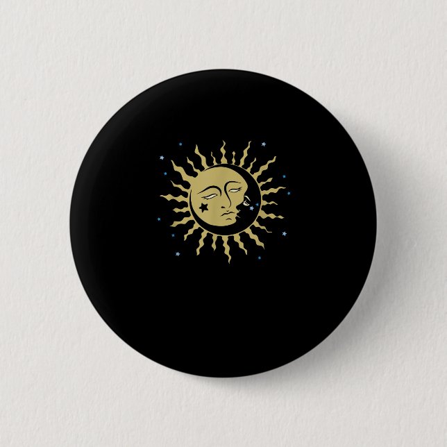 Sun Moon mit 90ern Hexenwhimsigoth Ästhetik Button (Vorderseite)