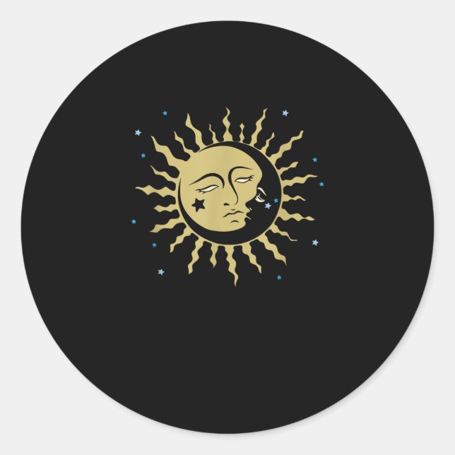 Sun Moon mit 90ern Hexenwhimsigoth Ästhetik Runder Aufkleber (Vorderseite)
