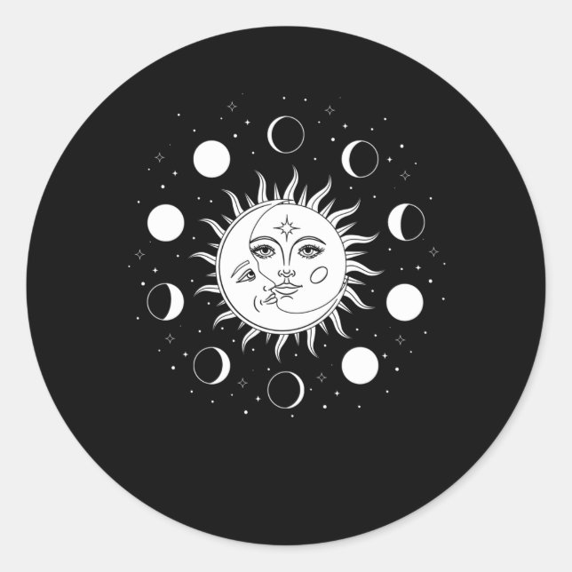 Sun Moon Occult Runder Aufkleber (Vorderseite)