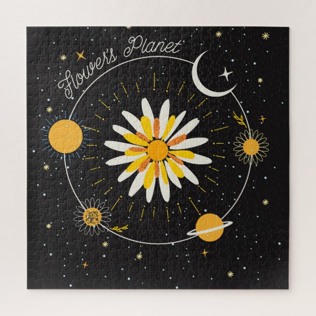 Sun Moon Planets: Graphic Floral Art Puzzle (Vertikal)