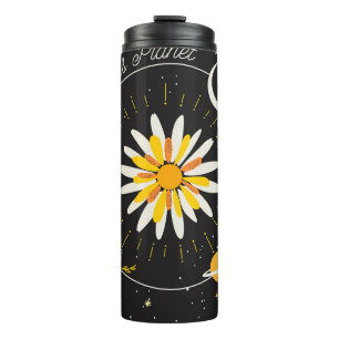 Sun Moon Planets: Graphic Floral Art Thermosbecher