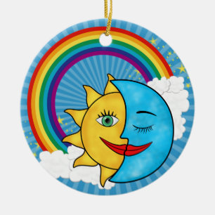 Sun Moon Rainbow Stars Keramikornament