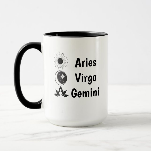 Sun Moon Rising Zodiac Astrology Whimsy Feminist Tasse (Links)