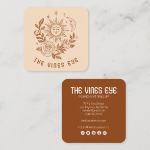 Sun Moon & Rose Magical Boho CUSTOM Social Media Quadratische Visitenkarte