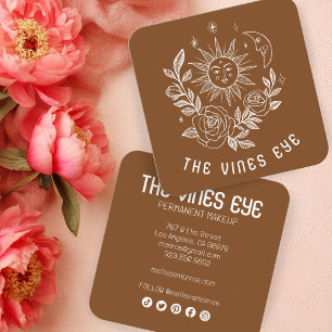 Sun Moon & Rose Magical Boho CUSTOM Social Media Quadratische Visitenkarte