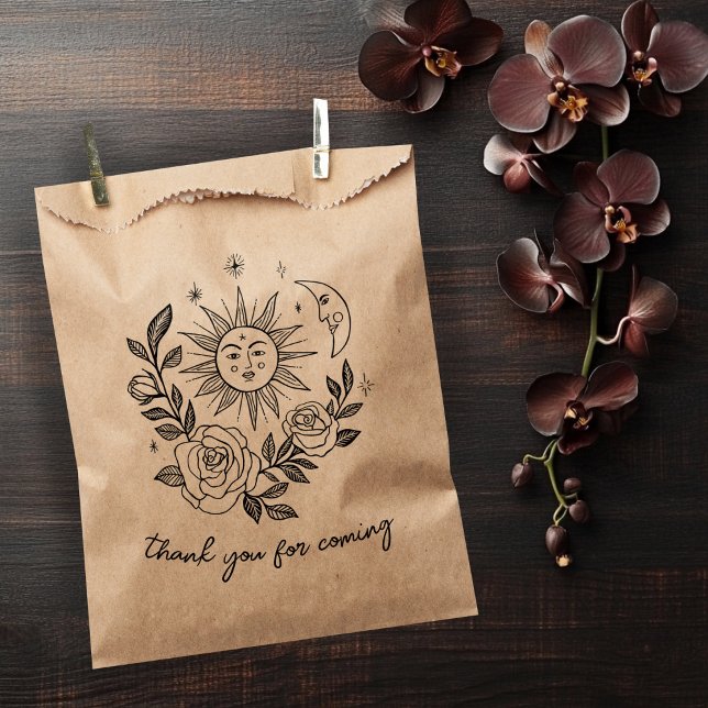 Sun Moon & Rose Magical Boho Earthy CUSTOM Geschenktütchen (Sun Moon & Roses Magical Boho Earthy CUSTOM Favor Bag
)