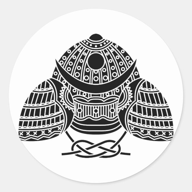 Sun moon Samurai Helm Runder Aufkleber (Vorderseite)