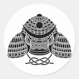 Sun moon Samurai Helm Runder Aufkleber