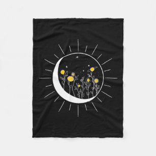 Sun Moon Solar Eclipse Blume Planets Funny Space Fleecedecke