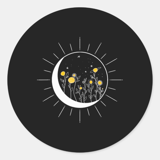 Sun Moon Solar Eclipse Blume Planets Funny Space Runder Aufkleber (Vorderseite)