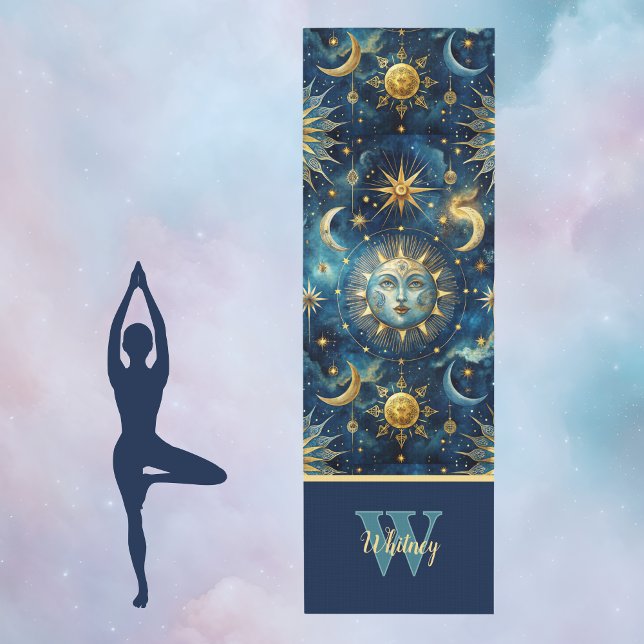 Sun Moon Stars Astrologisches und Himmelsmongramm Yogamatte (Von Creator hochgeladen)