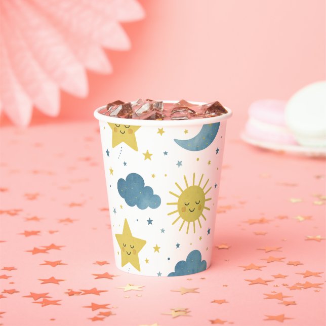 Sun, Moon & Stars Celestial Baby Dusche Pappbecher (Insitu)