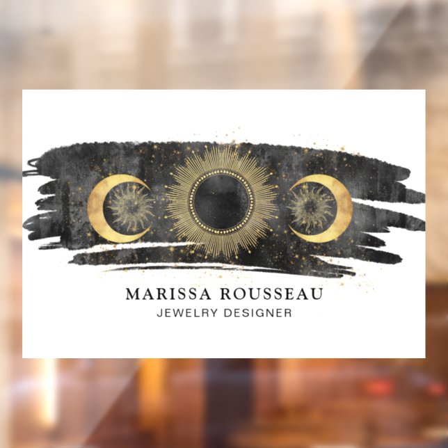 Sun Moon Stars Gold Schwarz-weiße Schmuckdesigner Fensteraufkleber (Blatt 2)