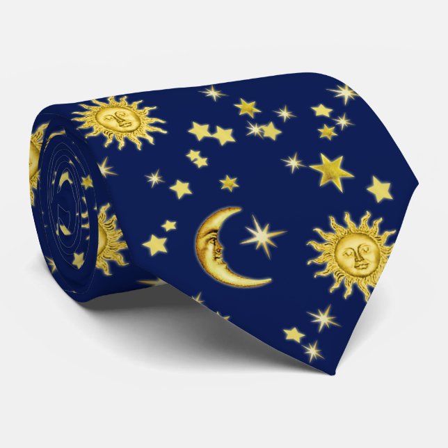 Sun, Moon & Stars Tie Krawatte (Gerollt)