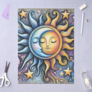 Sun Moon Stars Whimsical Decoupage Seidenpapier