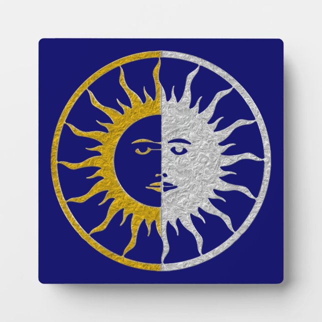 SUN & MOON Symbol - Gold Silber Fotoplatte (Vorderseite)