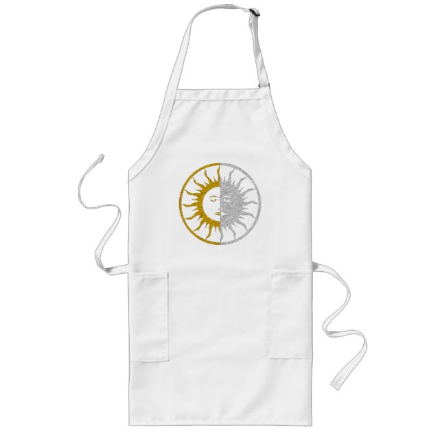 SUN & MOON Symbol - Gold Silber Lange Schürze (Vorne)