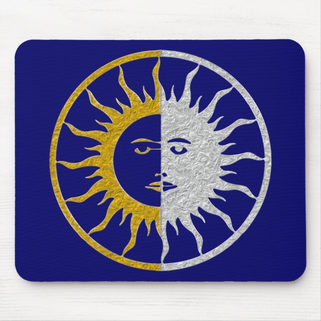SUN & MOON Symbol - Gold Silber Mousepad (Vorne)
