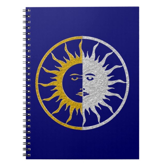SUN & MOON Symbol - Gold Silber Notizblock (Vorderseite)