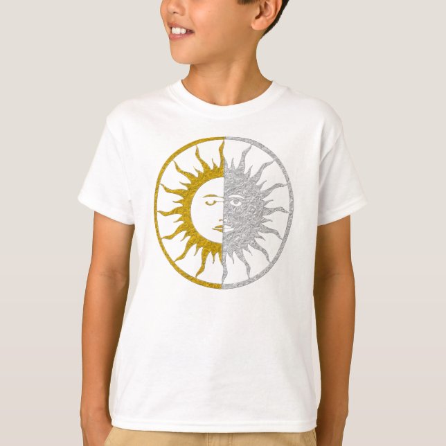 SUN & MOON Symbol - Gold Silber T-Shirt (Vorderseite)